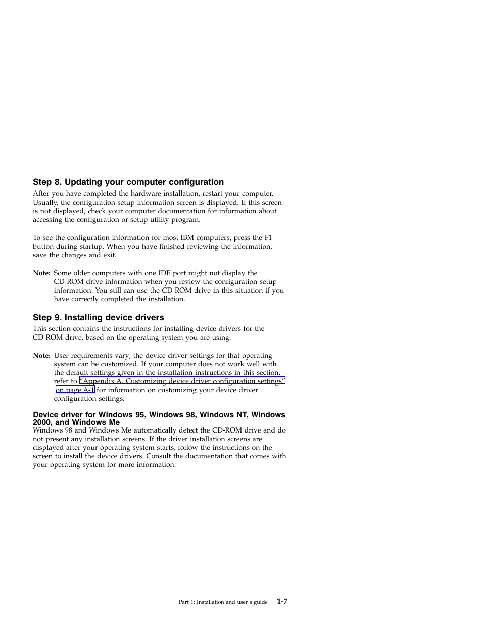 Step 8. updating your computer configuration, Step 9. installing device drivers | IBM 71P7279 User Manual | Page 15 / 128