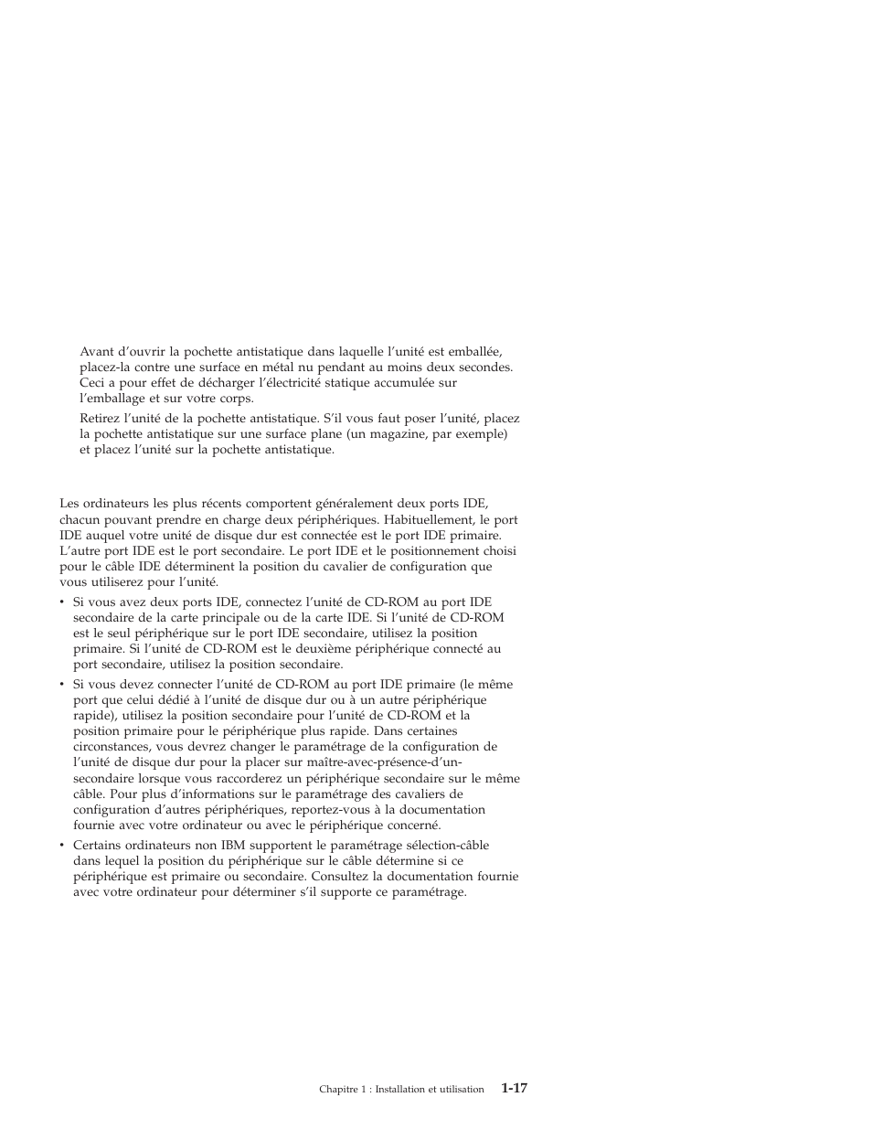 Etape 2. déballage de l’unité, Etape 3. sélection du port ide | IBM 71P7279 User Manual | Page 25 / 128