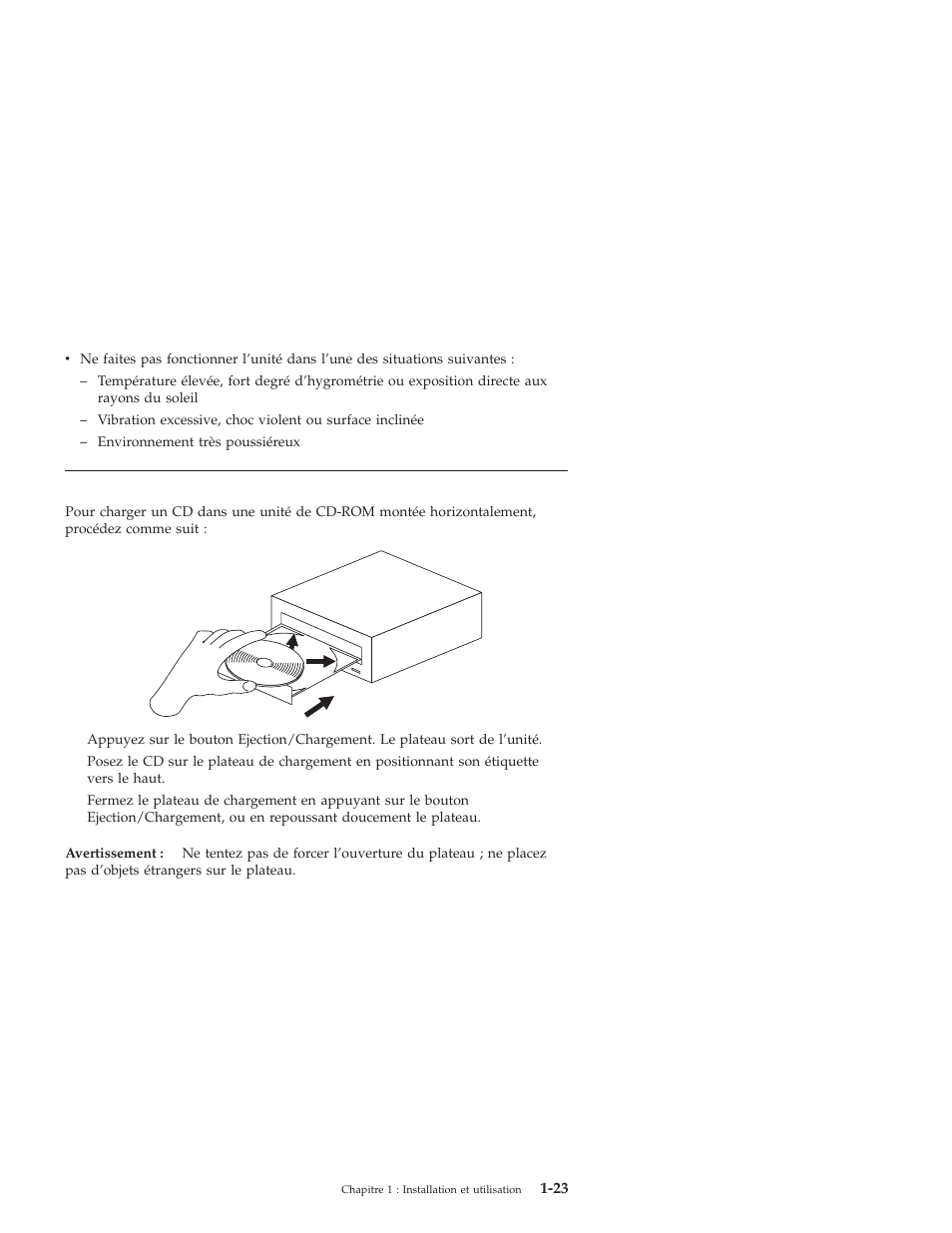 Chargement d'un cd, Chargement d’un cd | IBM 71P7279 User Manual | Page 31 / 128