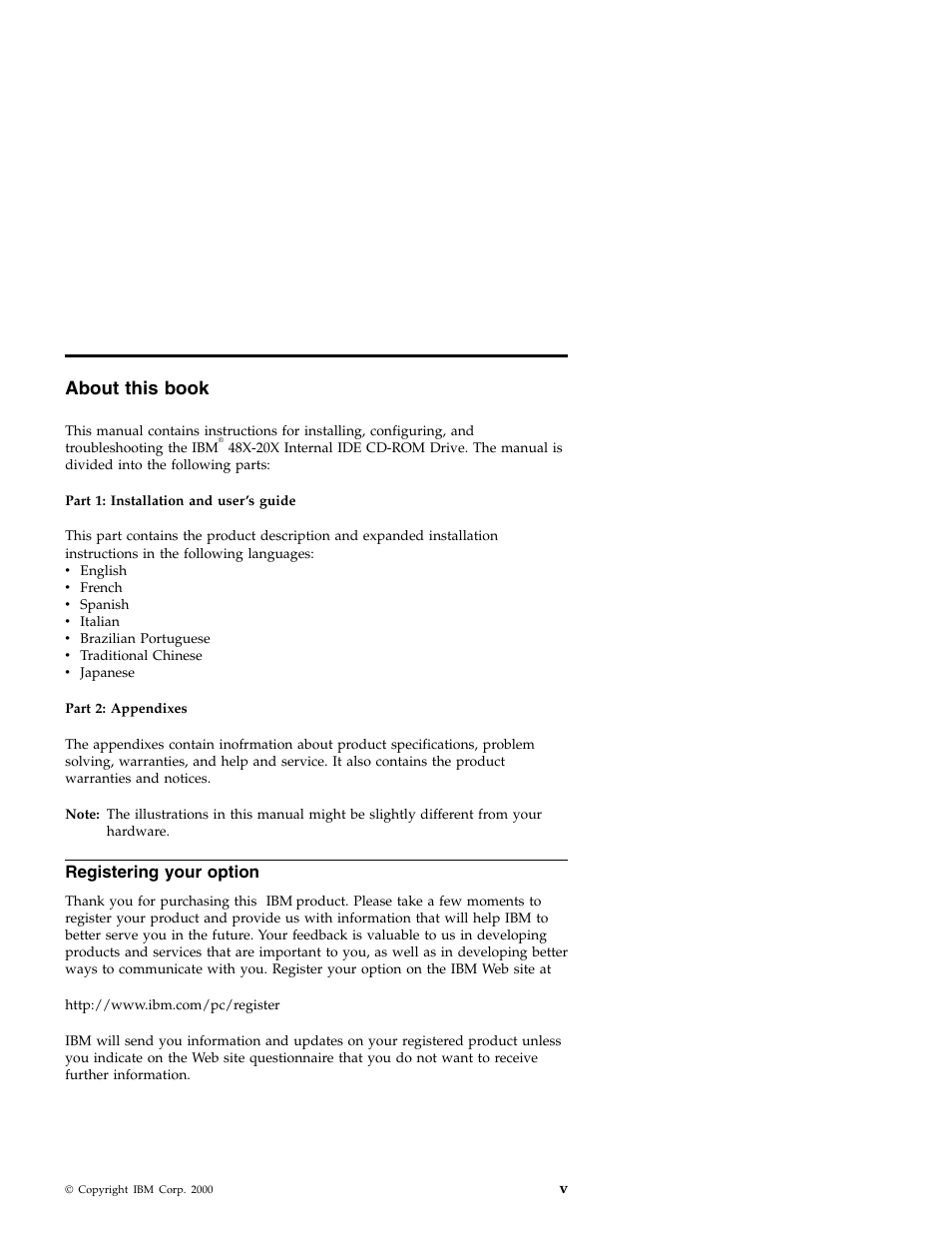 About this book, Registering your option | IBM 71P7279 User Manual | Page 5 / 128