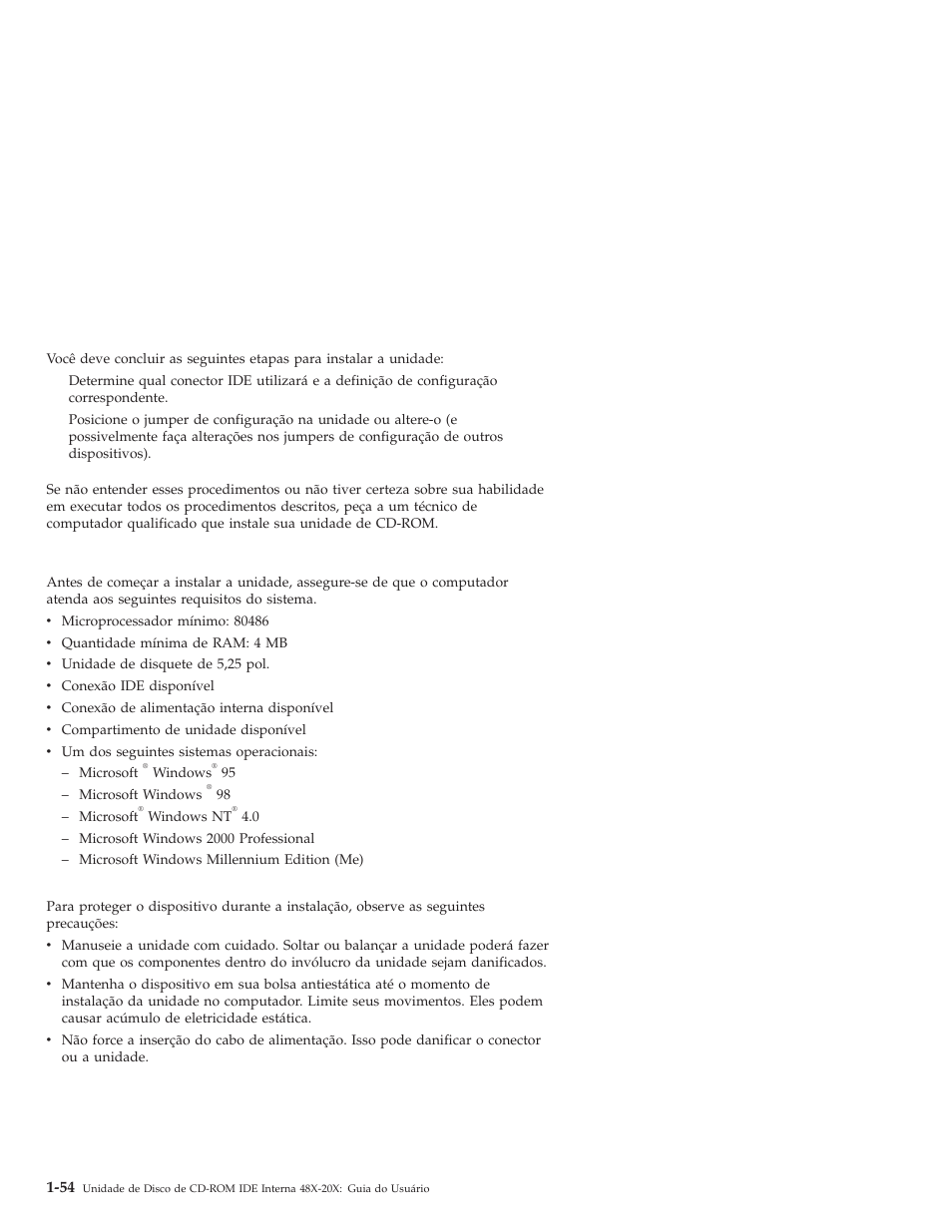 Requisitos do sistema, Instruções de manuseio | IBM 71P7279 User Manual | Page 62 / 128