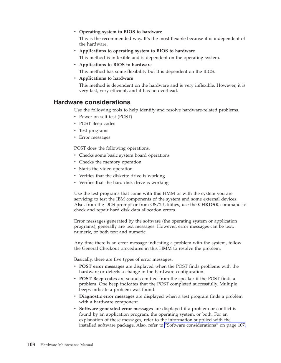 Hardware considerations, Hardware, Considerations | IBM 6643 User Manual | Page 116 / 128