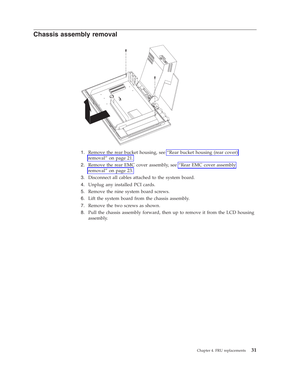Chassis assembly removal, Chassis, Assembly | Removal | IBM 6643 User Manual | Page 39 / 128