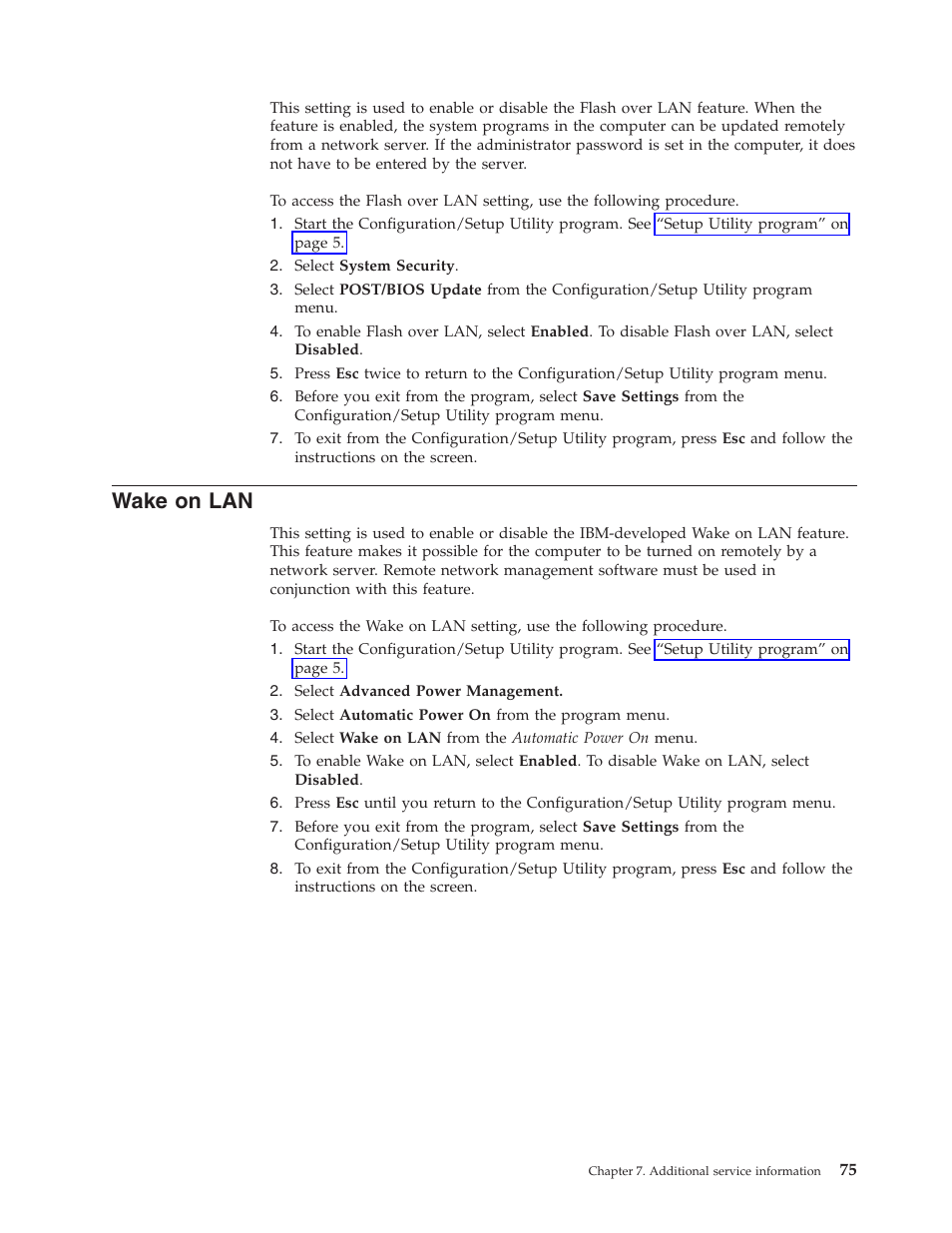 Wake on lan, Wake | IBM 6643 User Manual | Page 83 / 128