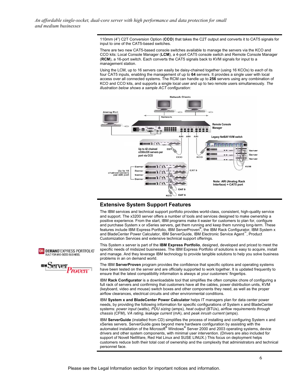 Extensive system support features | IBM X3200 User Manual | Page 6 / 14