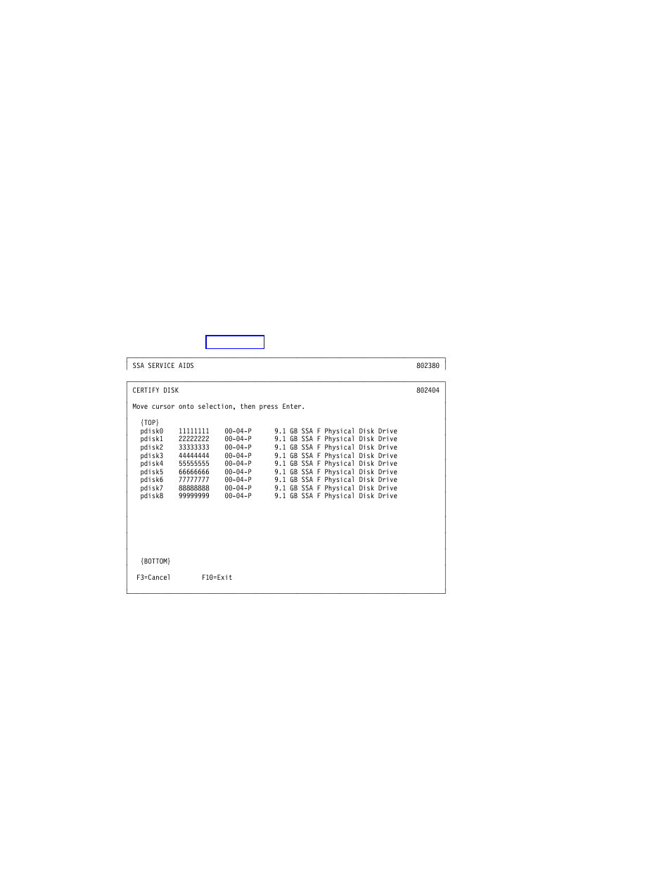 Certify disk service aid | IBM H SERIES RS/6000 User Manual | Page 205 / 290