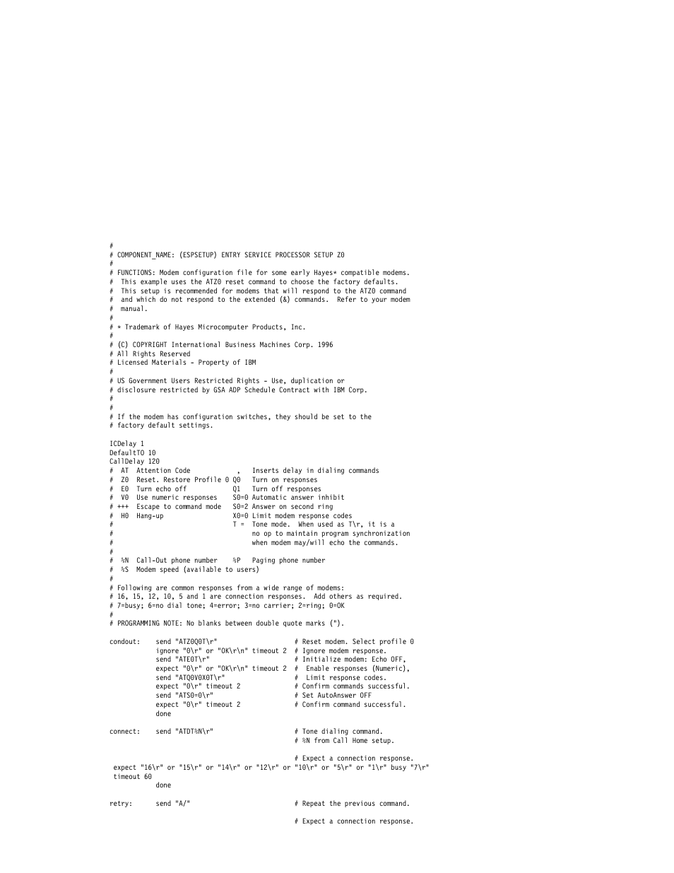 Sample file modem_z0.cfg, Modem_z0.cfg, C-17 | IBM H SERIES RS/6000 User Manual | Page 261 / 290