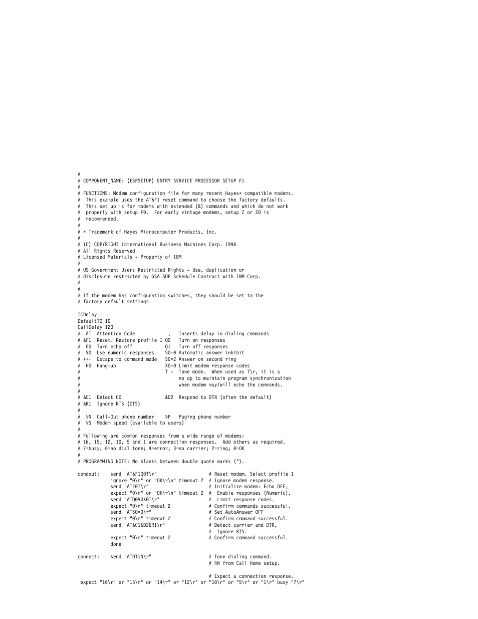 Sample file modem_f1.cfg, Modem_f1.cfg, C-25 | IBM H SERIES RS/6000 User Manual | Page 269 / 290