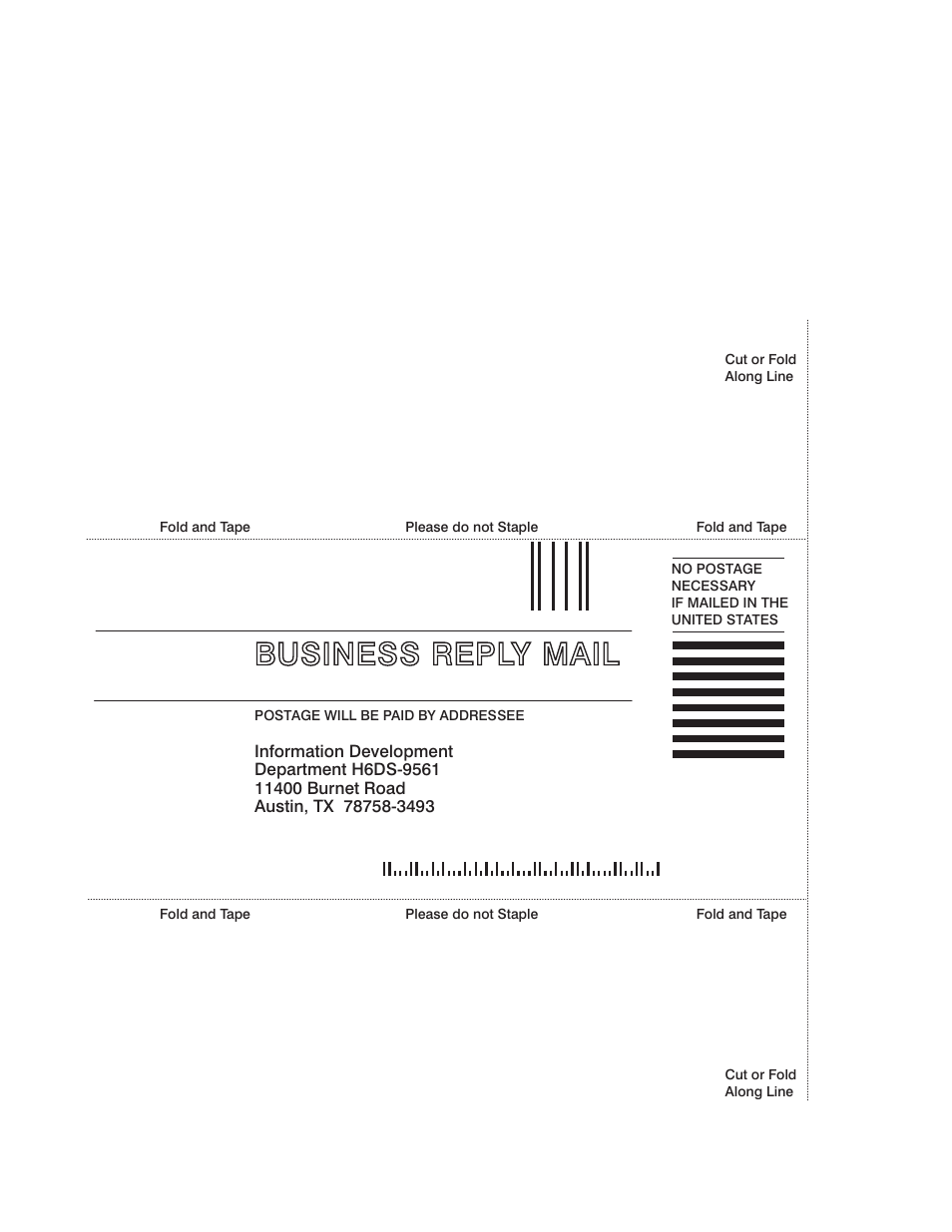 Business reply mail | IBM H SERIES RS/6000 User Manual | Page 288 / 290