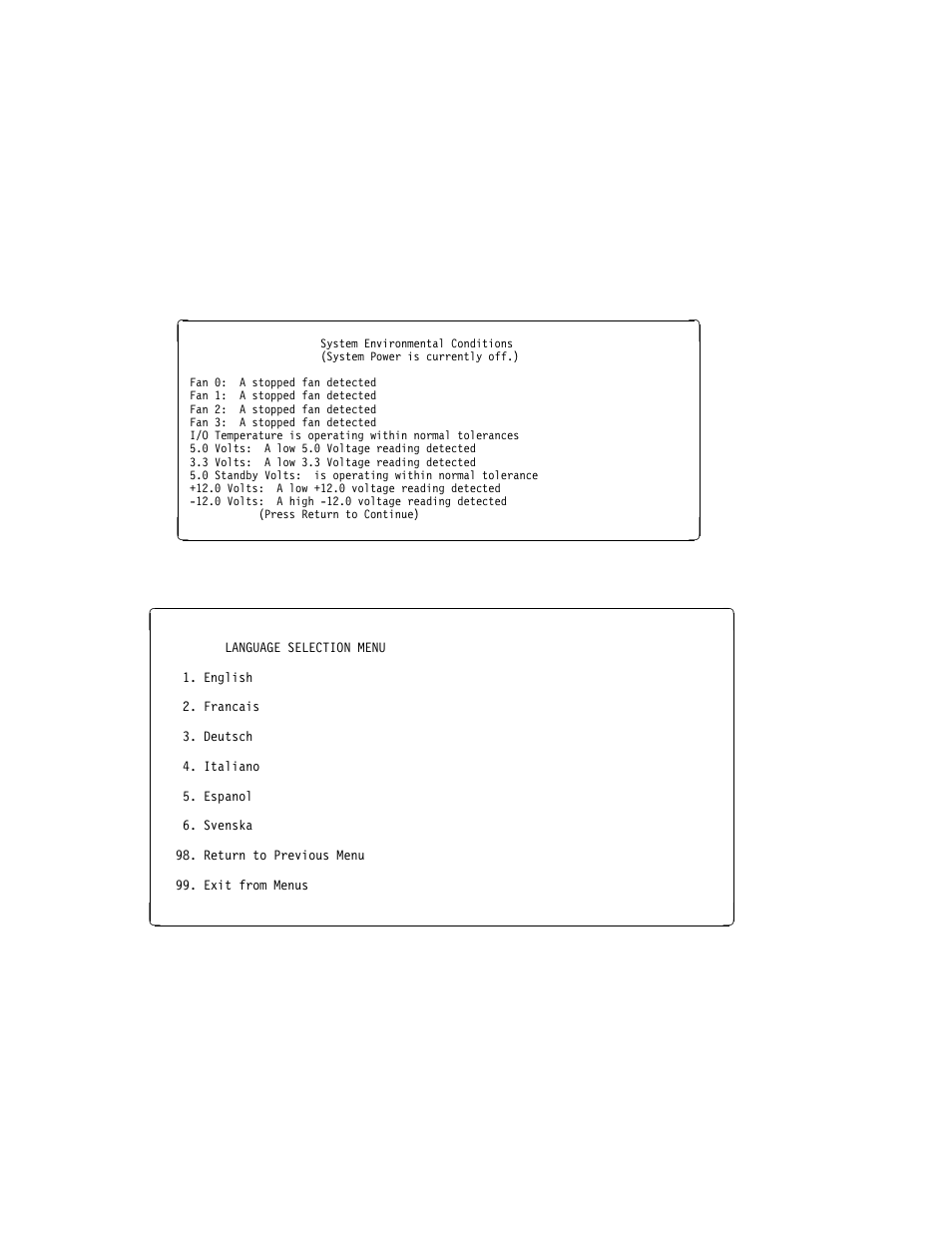 Language selection menu | IBM H SERIES RS/6000 User Manual | Page 55 / 290