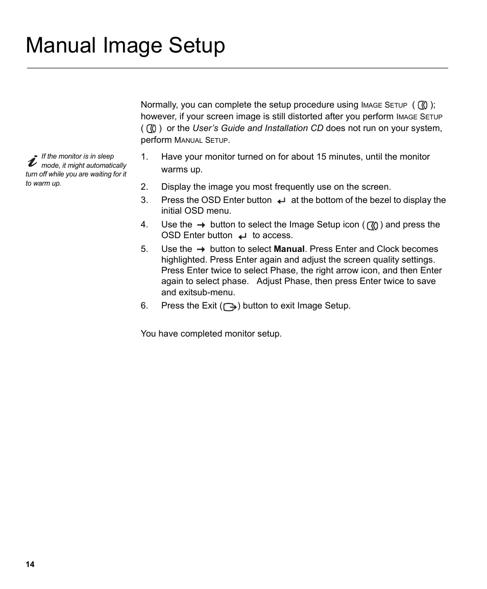 Manual image setup | IBM L170 User Manual | Page 17 / 32
