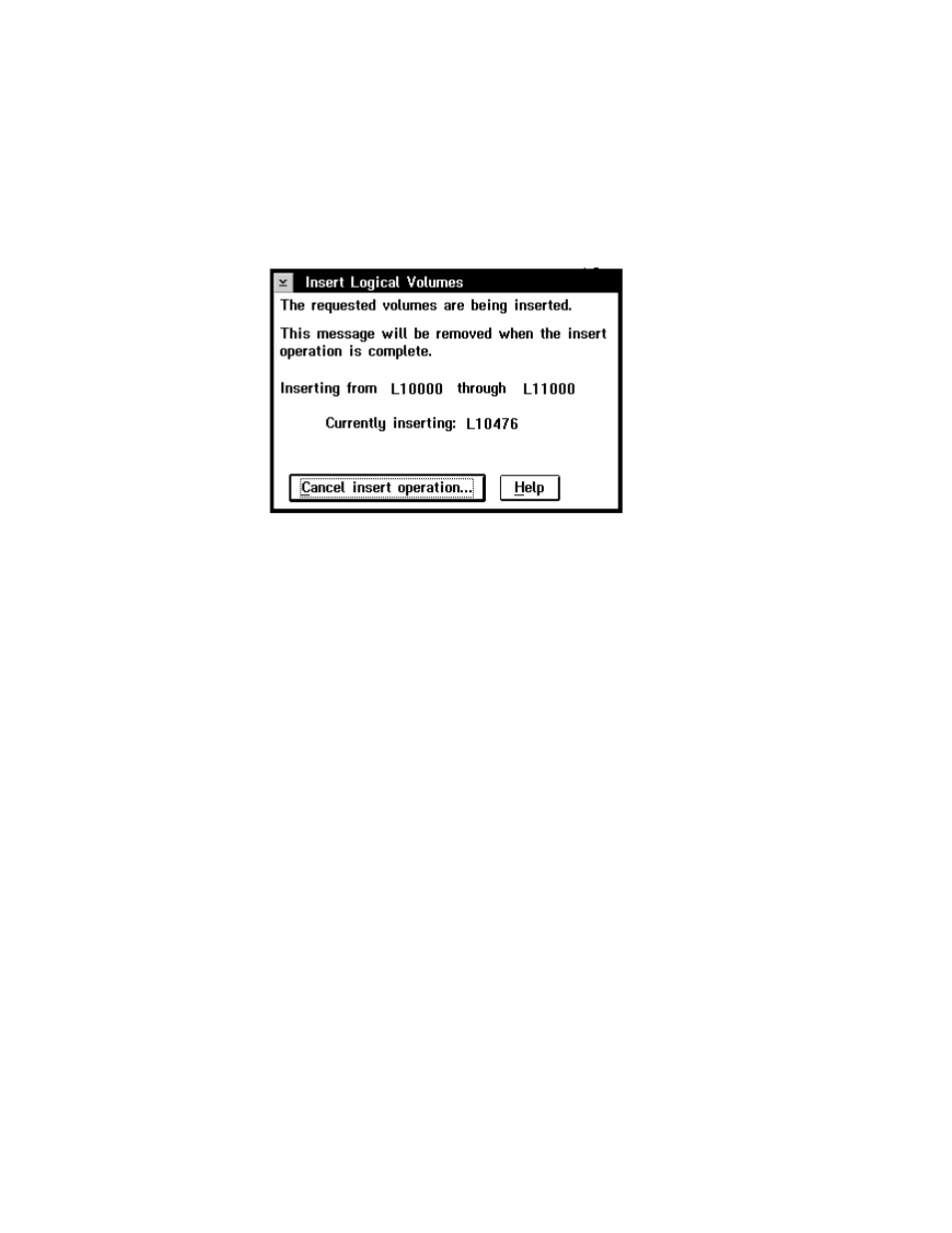 Insert vts logical volumes status pop-up window, Insert vts logical volumes status, Eject a vts stacked volume | IBM Tape Library Magstar 3494 User Manual | Page 187 / 378