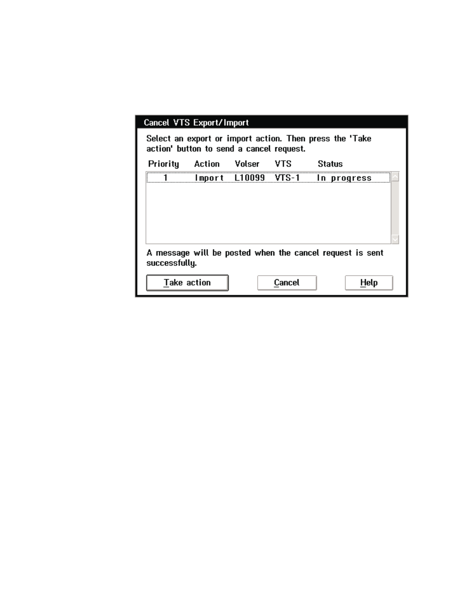 Cancel export/import, Cancel export/import pop-up window | IBM Tape Library Magstar 3494 User Manual | Page 229 / 378
