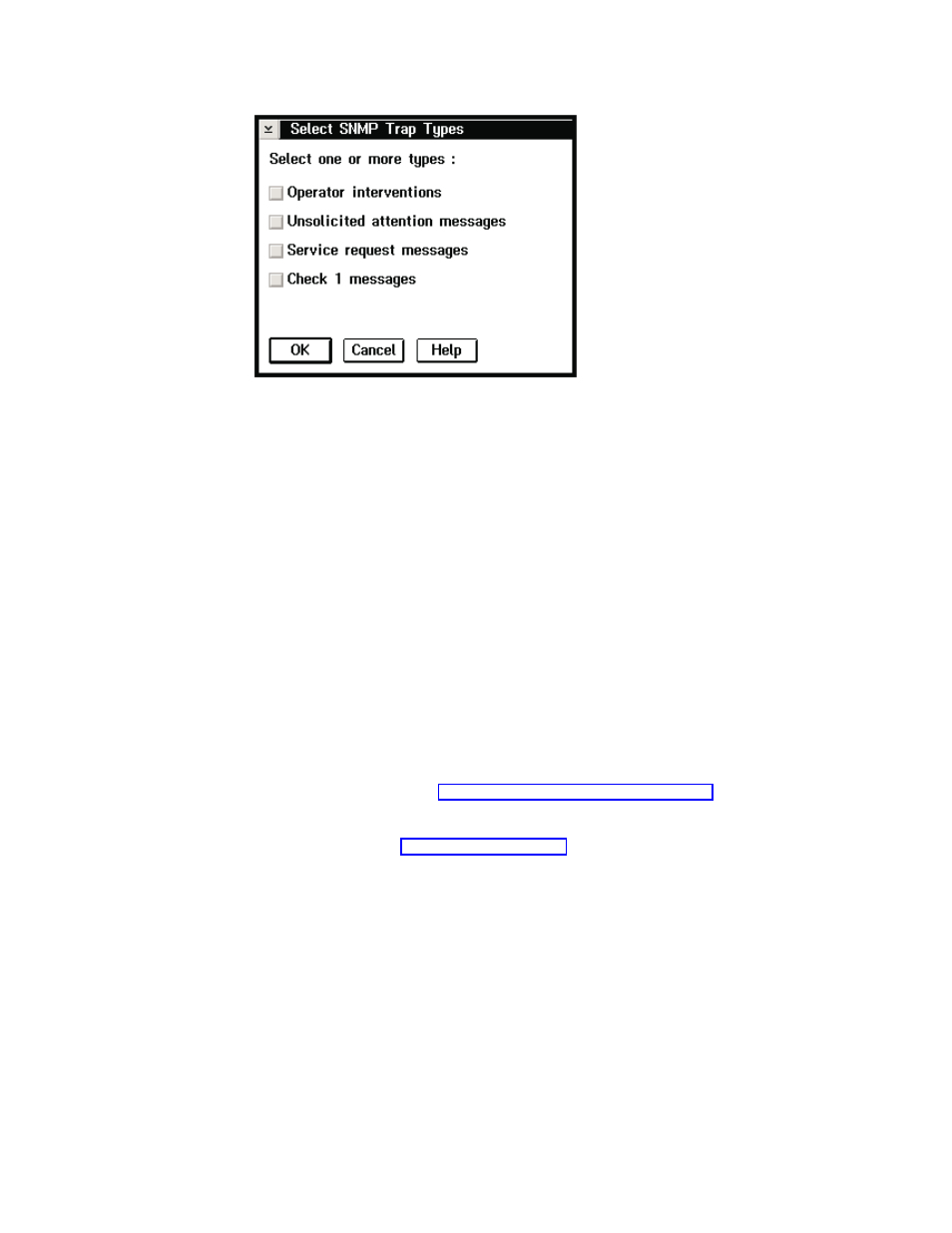 Select snmp trap types pop-up window | IBM Tape Library Magstar 3494 User Manual | Page 232 / 378