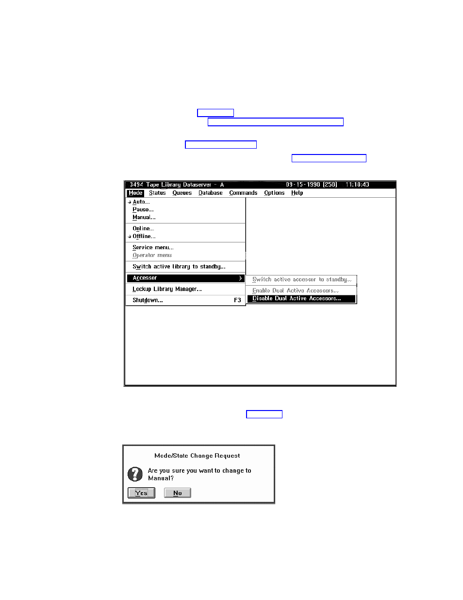 Starting manual mode | IBM Tape Library Magstar 3494 User Manual | Page 250 / 378