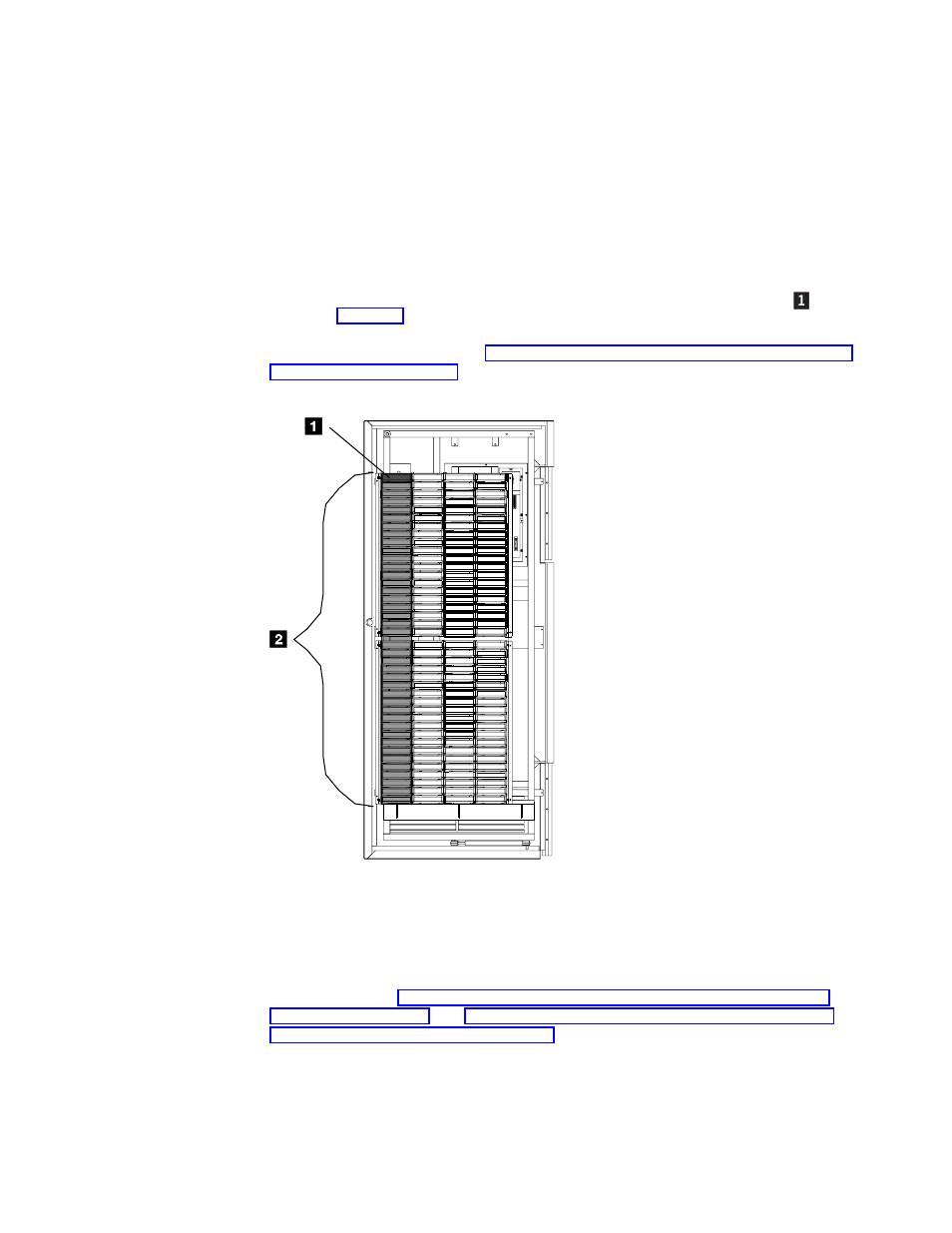 Single-cell output facility, Convenience input⁄output station feature, Control unit frame cartridge storage cells | IBM Tape Library Magstar 3494 User Manual | Page 39 / 378