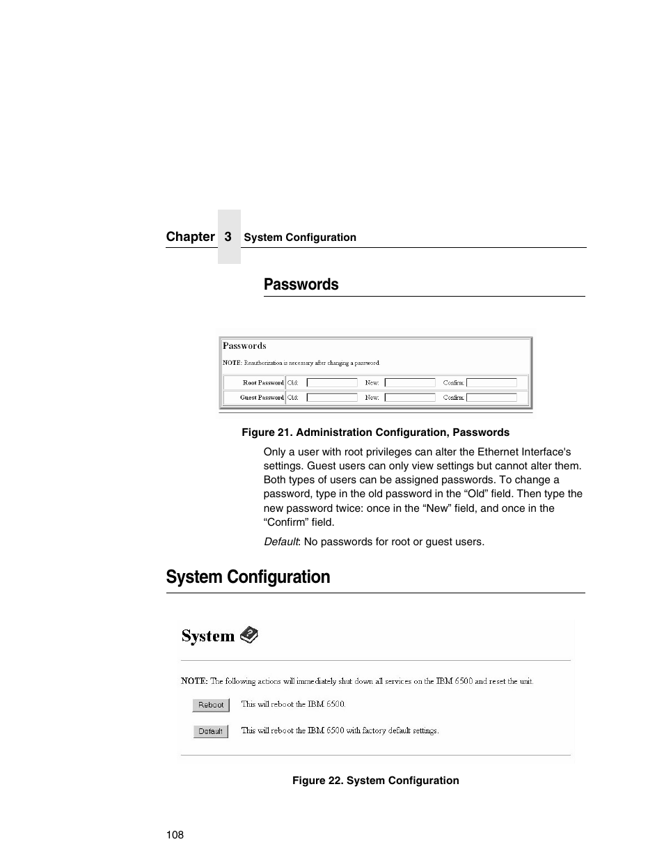 Passwords, System configuration | IBM INFOPRINT 6500 User Manual | Page 108 / 398