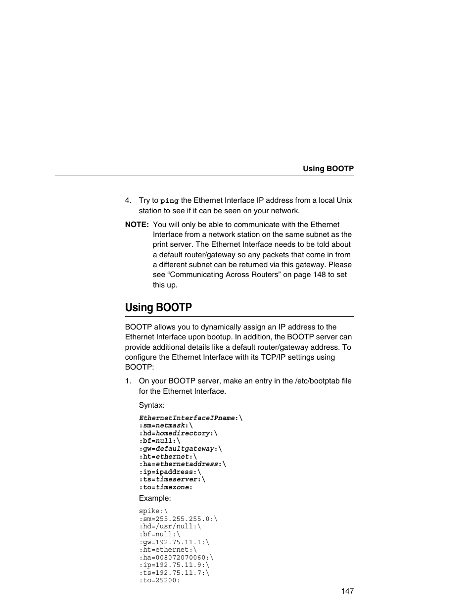 Using bootp | IBM INFOPRINT 6500 User Manual | Page 147 / 398