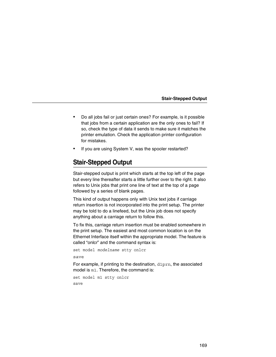 Stair-stepped output | IBM INFOPRINT 6500 User Manual | Page 169 / 398