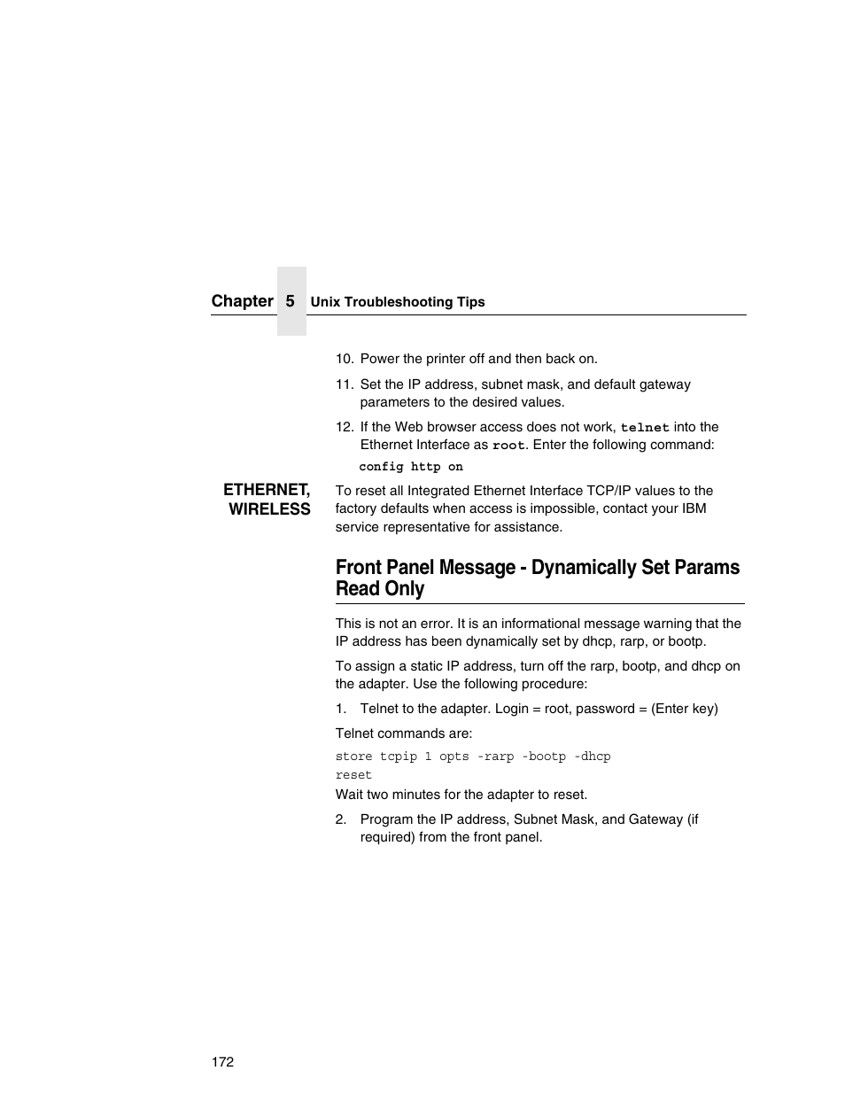 Front panel message - dynamically set params, Read only | IBM INFOPRINT 6500 User Manual | Page 172 / 398