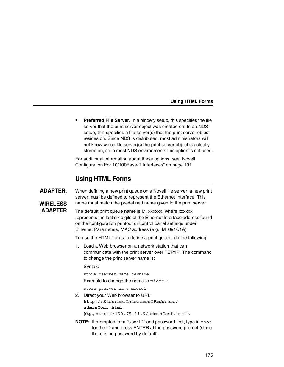 Using html forms | IBM INFOPRINT 6500 User Manual | Page 175 / 398
