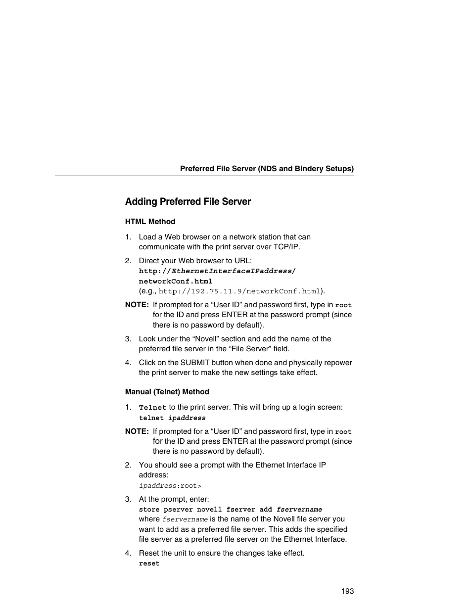 Adding preferred file server | IBM INFOPRINT 6500 User Manual | Page 193 / 398