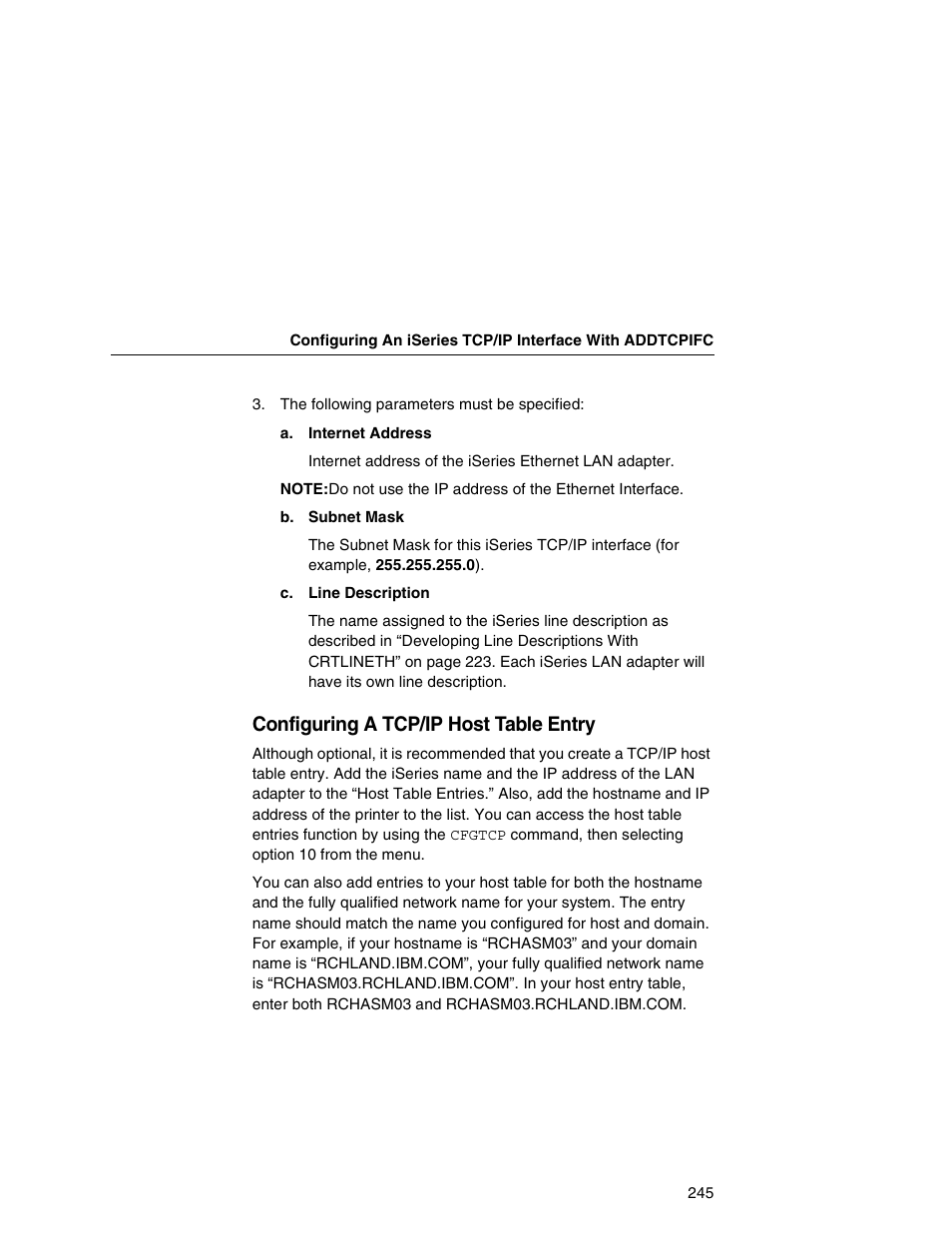 Configuring a tcp/ip host table entry | IBM INFOPRINT 6500 User Manual | Page 245 / 398