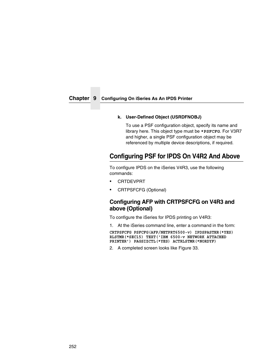 Configuring psf for ipds on v4r2 and above | IBM INFOPRINT 6500 User Manual | Page 252 / 398