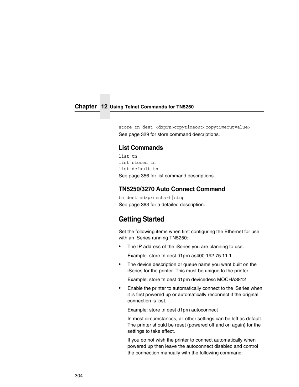 Getting started, List commands | IBM INFOPRINT 6500 User Manual | Page 304 / 398