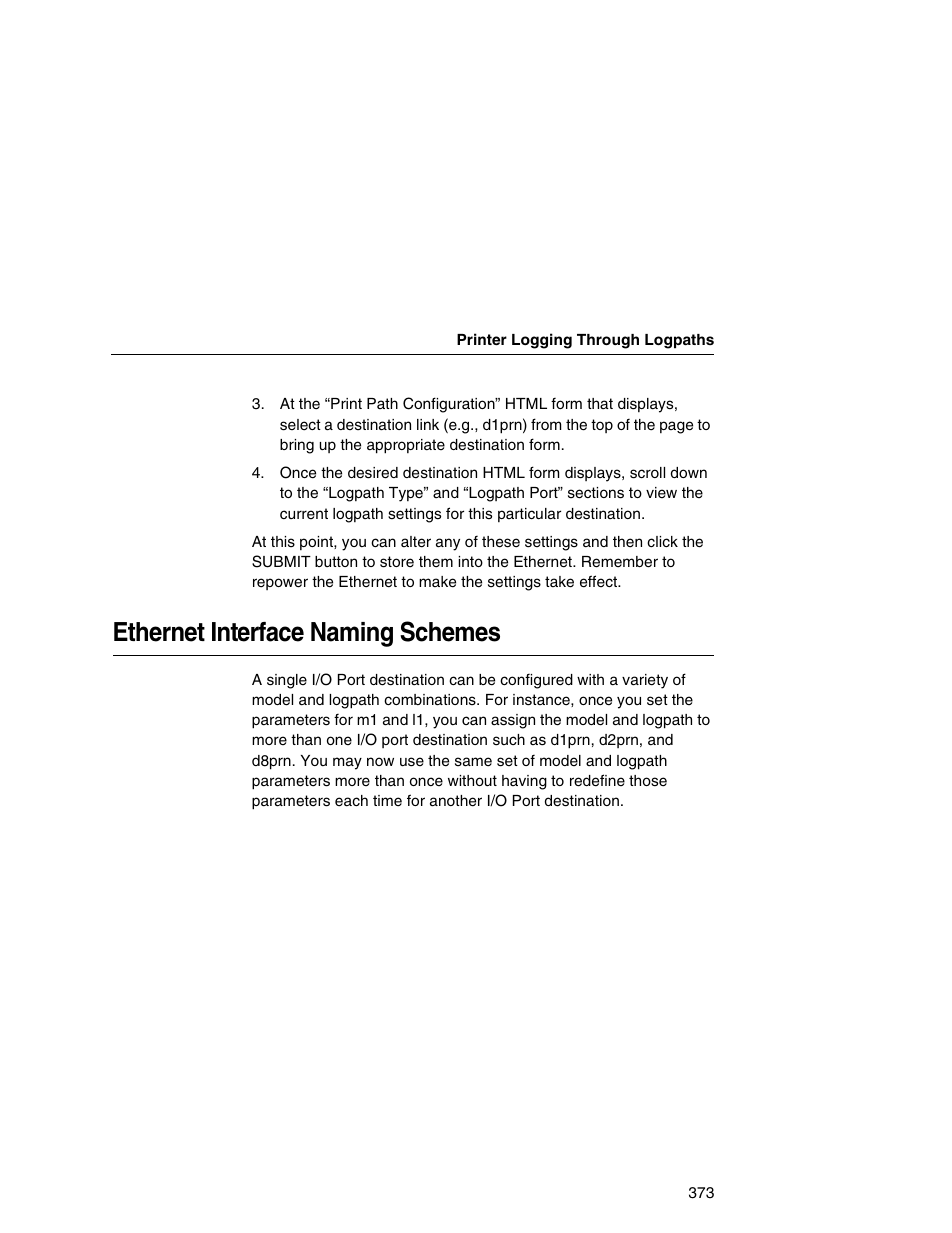 Ethernet interface naming schemes | IBM INFOPRINT 6500 User Manual | Page 373 / 398