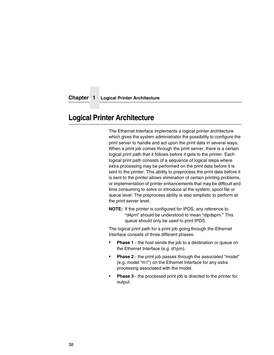 Logical printer architecture | IBM INFOPRINT 6500 User Manual | Page 38 / 398