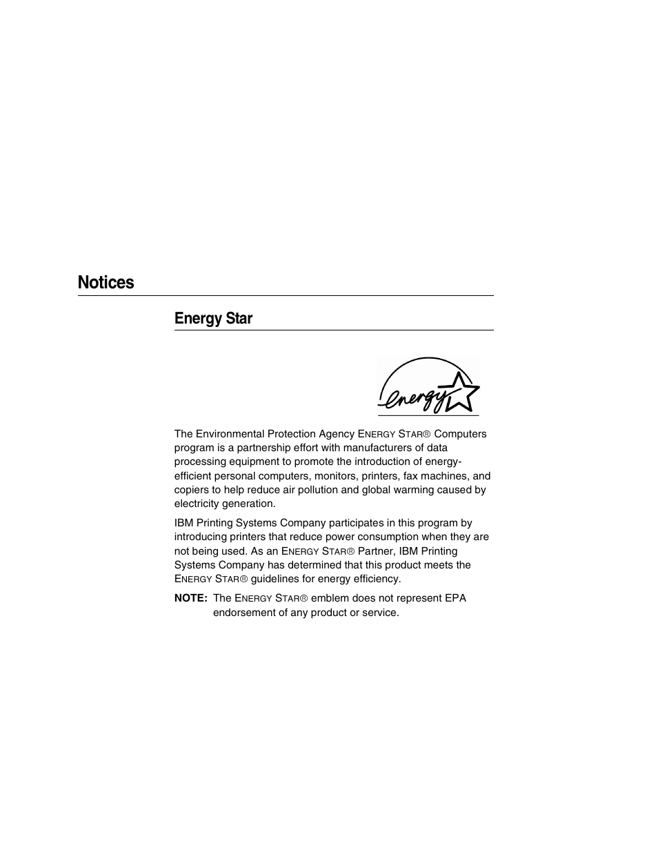 Notices, Energy star | IBM INFOPRINT 6500 User Manual | Page 5 / 398
