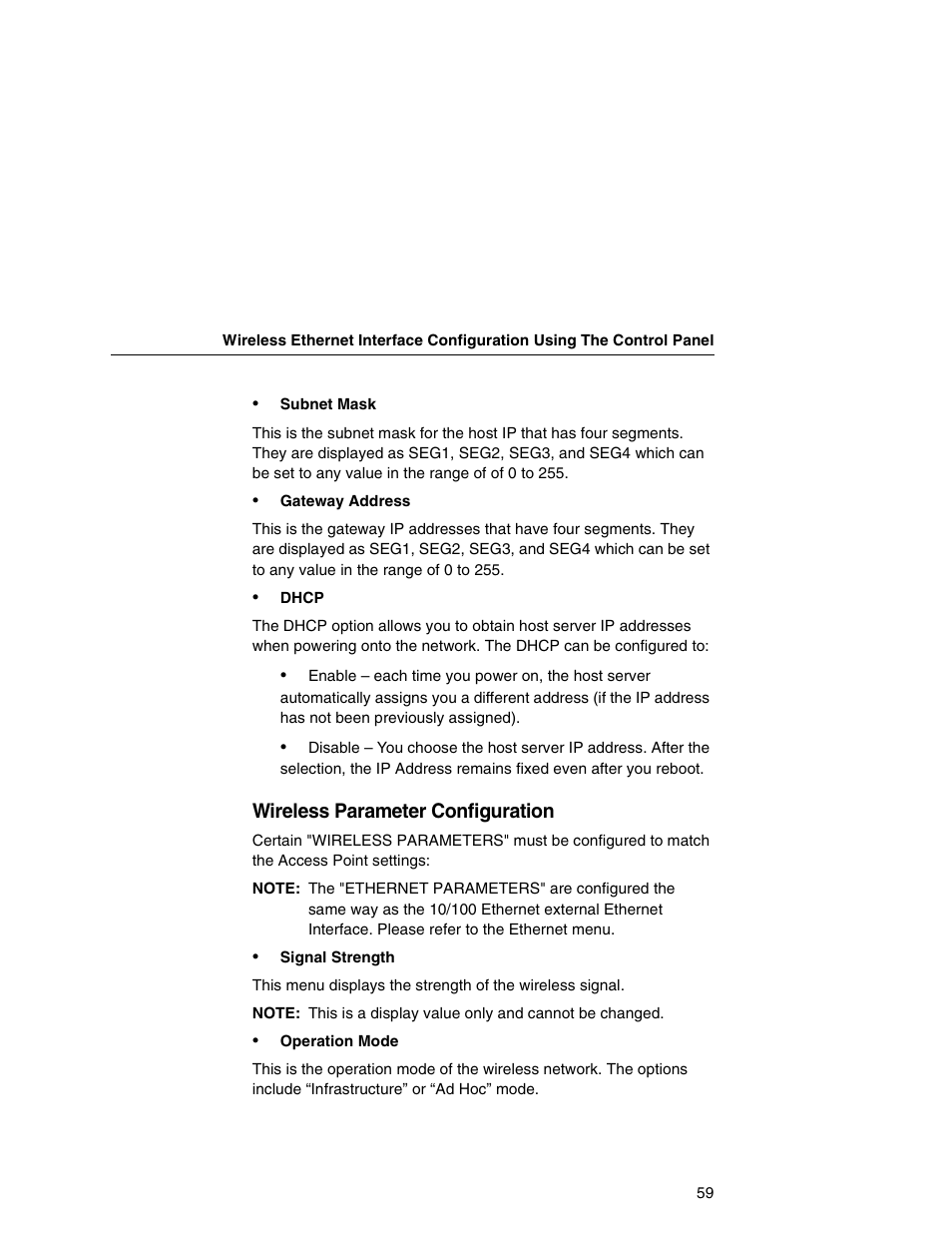 Wireless parameter configuration | IBM INFOPRINT 6500 User Manual | Page 59 / 398
