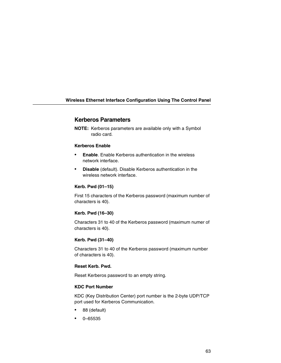 Kerberos parameters | IBM INFOPRINT 6500 User Manual | Page 63 / 398