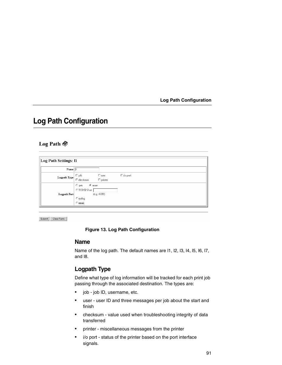 Log path configuration | IBM INFOPRINT 6500 User Manual | Page 91 / 398