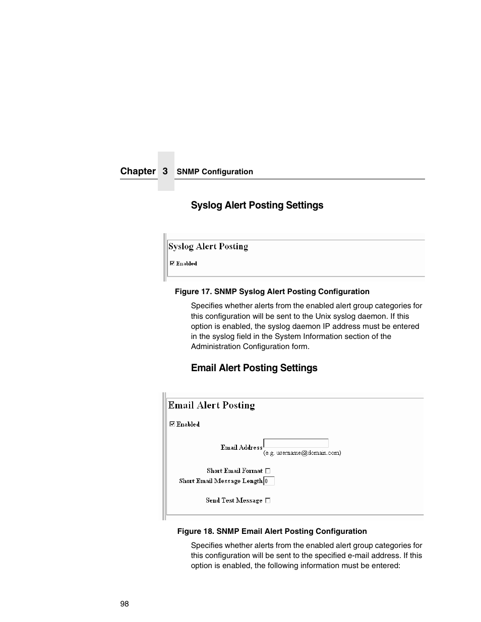 Syslog alert posting settings, Email alert posting settings | IBM INFOPRINT 6500 User Manual | Page 98 / 398