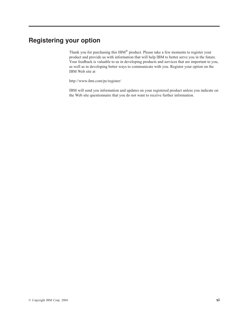 Registering your option, Registering, Your | Option | IBM M400 User Manual | Page 13 / 82