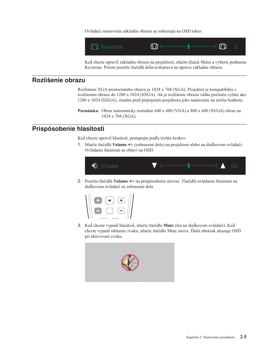 Rozlíšenie obrazu, Prispôsobenie hlasitosti, Rozlíšenie | Obrazu, Prispôsobenie, Hlasitosti | IBM M400 User Manual | Page 25 / 82