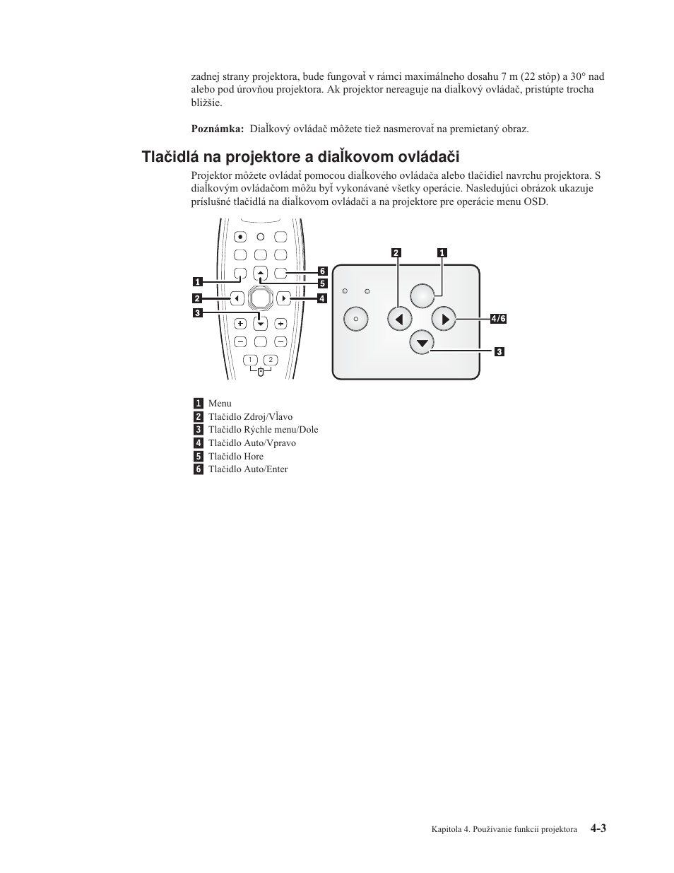 Tlačidlá na projektore a diaľkovom ovládači, Tlačidlá, Projektore | Diaľkovom, Ovládači | IBM M400 User Manual | Page 31 / 82