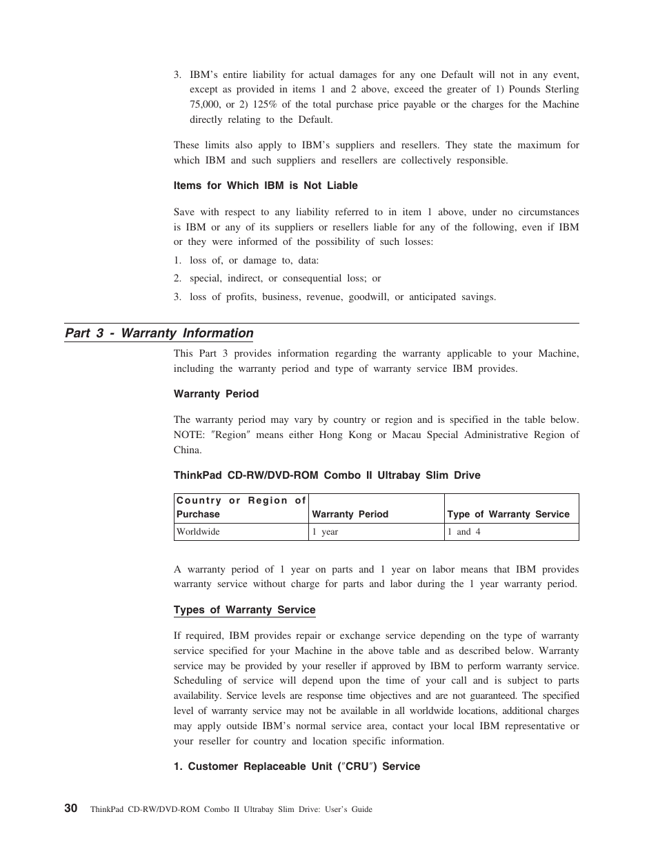 Part 3 - warranty information | IBM ThinkPad 73P3292 User Manual | Page 44 / 52