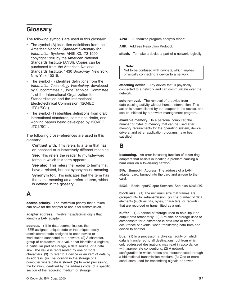 Glossary | IBM 16/4 Token-Ring User Manual | Page 105 / 113