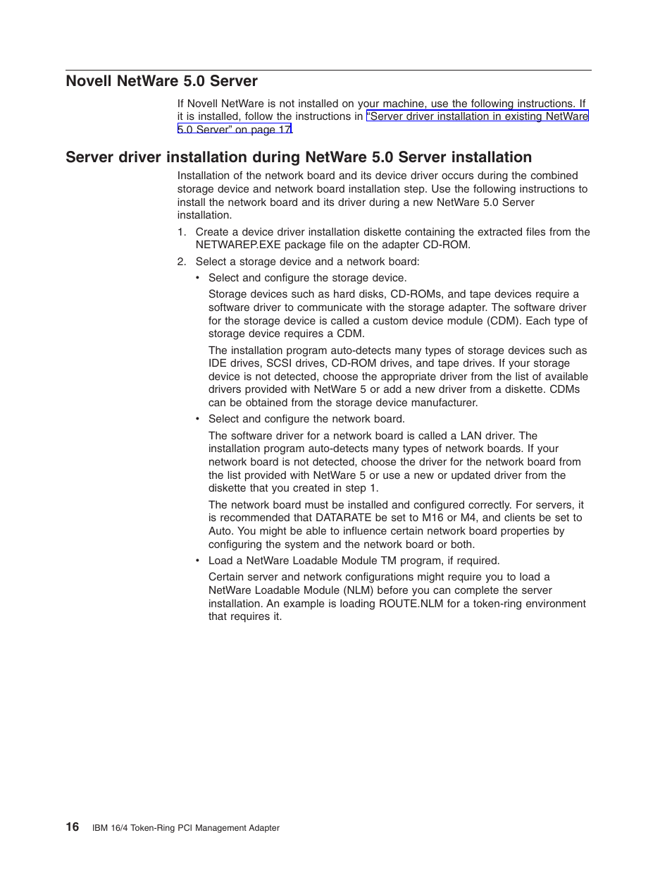 Novell netware 5.0 server | IBM 16/4 Token-Ring User Manual | Page 24 / 113