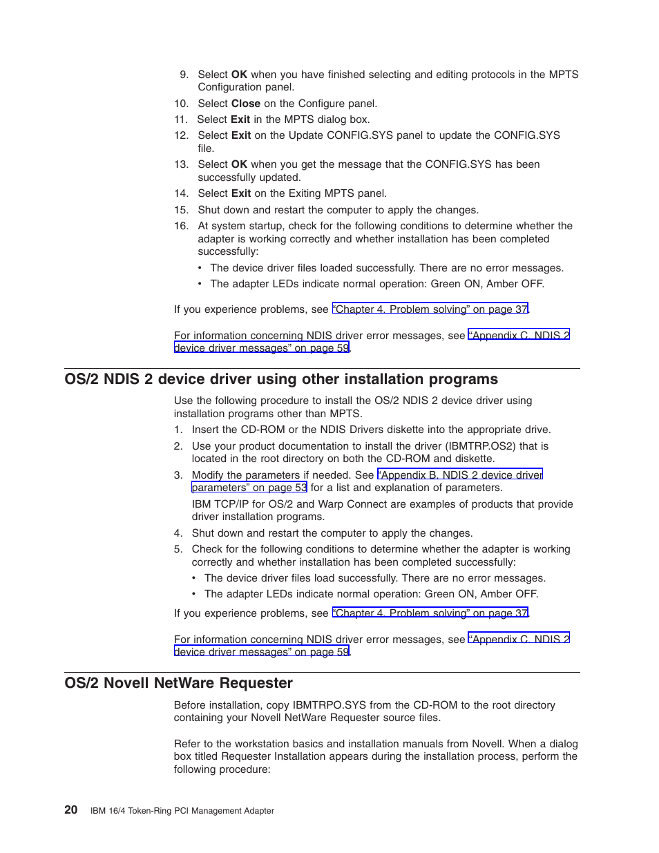 Os/2 novell netware requester | IBM 16/4 Token-Ring User Manual | Page 28 / 113