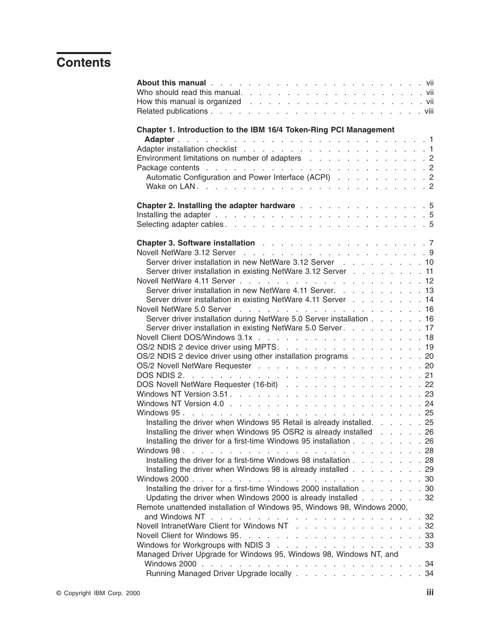 IBM 16/4 Token-Ring User Manual | Page 3 / 113