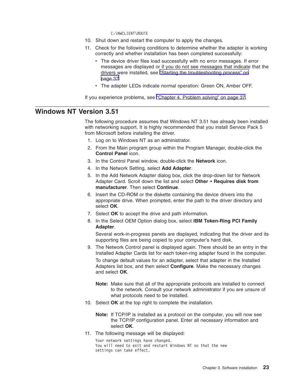 Windows nt version 3.51 | IBM 16/4 Token-Ring User Manual | Page 31 / 113