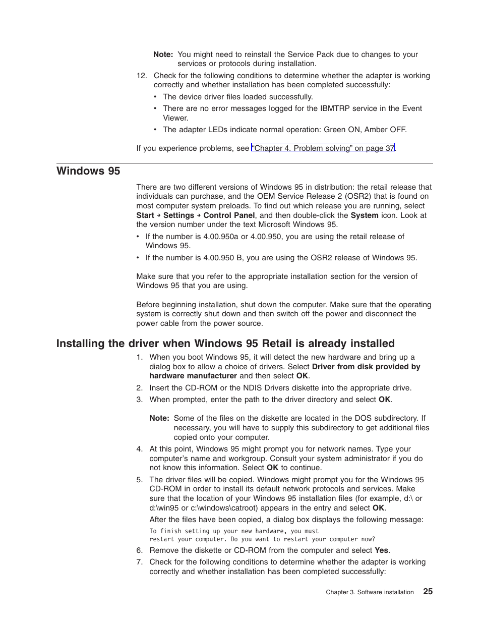 Windows 95 | IBM 16/4 Token-Ring User Manual | Page 33 / 113