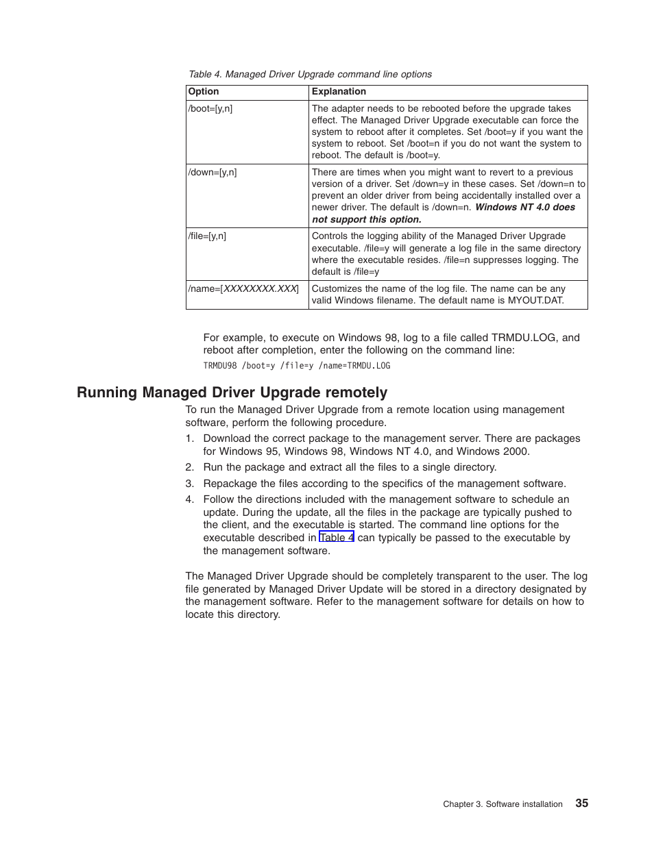 Running managed driver upgrade remotely | IBM 16/4 Token-Ring User Manual | Page 43 / 113