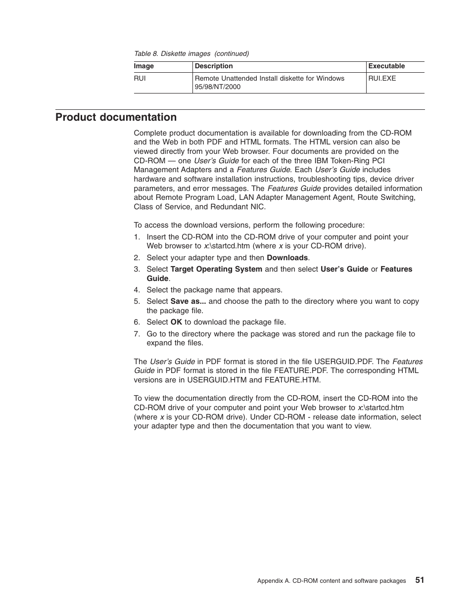 Product documentation, Product | IBM 16/4 Token-Ring User Manual | Page 59 / 113