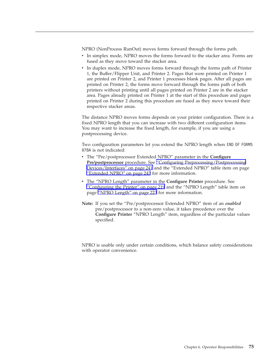 Npro procedure, Advancing, Advancing forms using the npro and npro | IBM INFO PRINT 3000 User Manual | Page 107 / 346