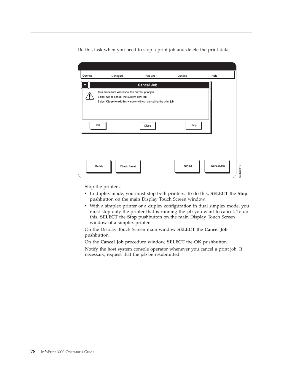 Canceling a job | IBM INFO PRINT 3000 User Manual | Page 110 / 346